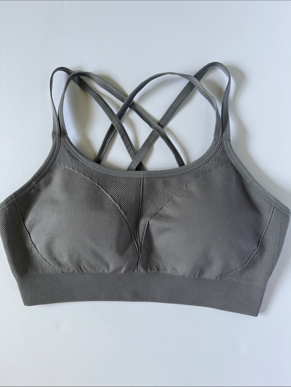 Seamless Gray Strappy Sports Bra